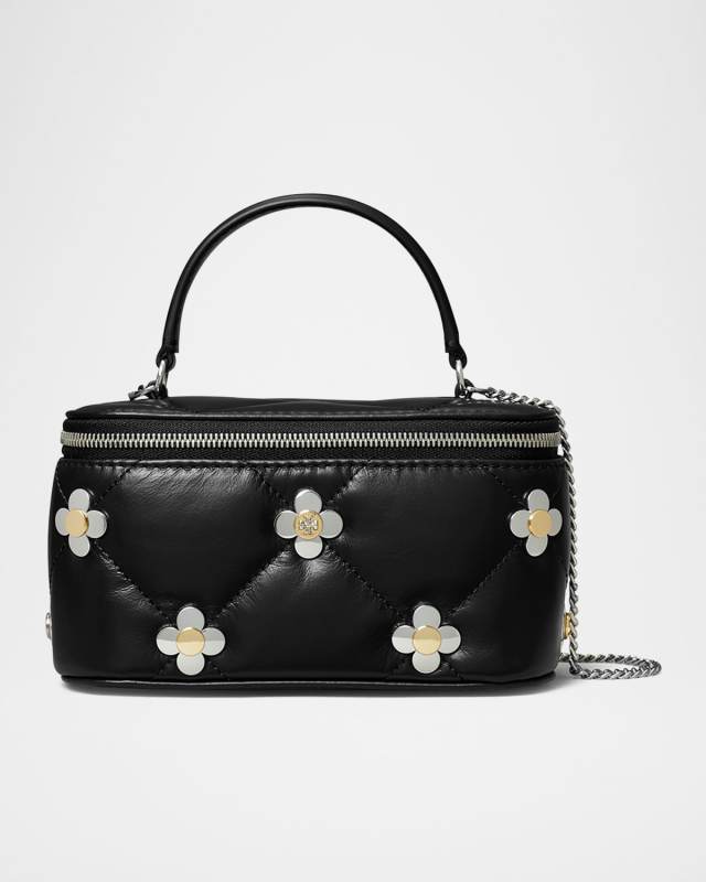 Kira Clover Quilted Leather Vanity Top-Handle Bag